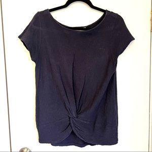 Loft twist front navy crepe top